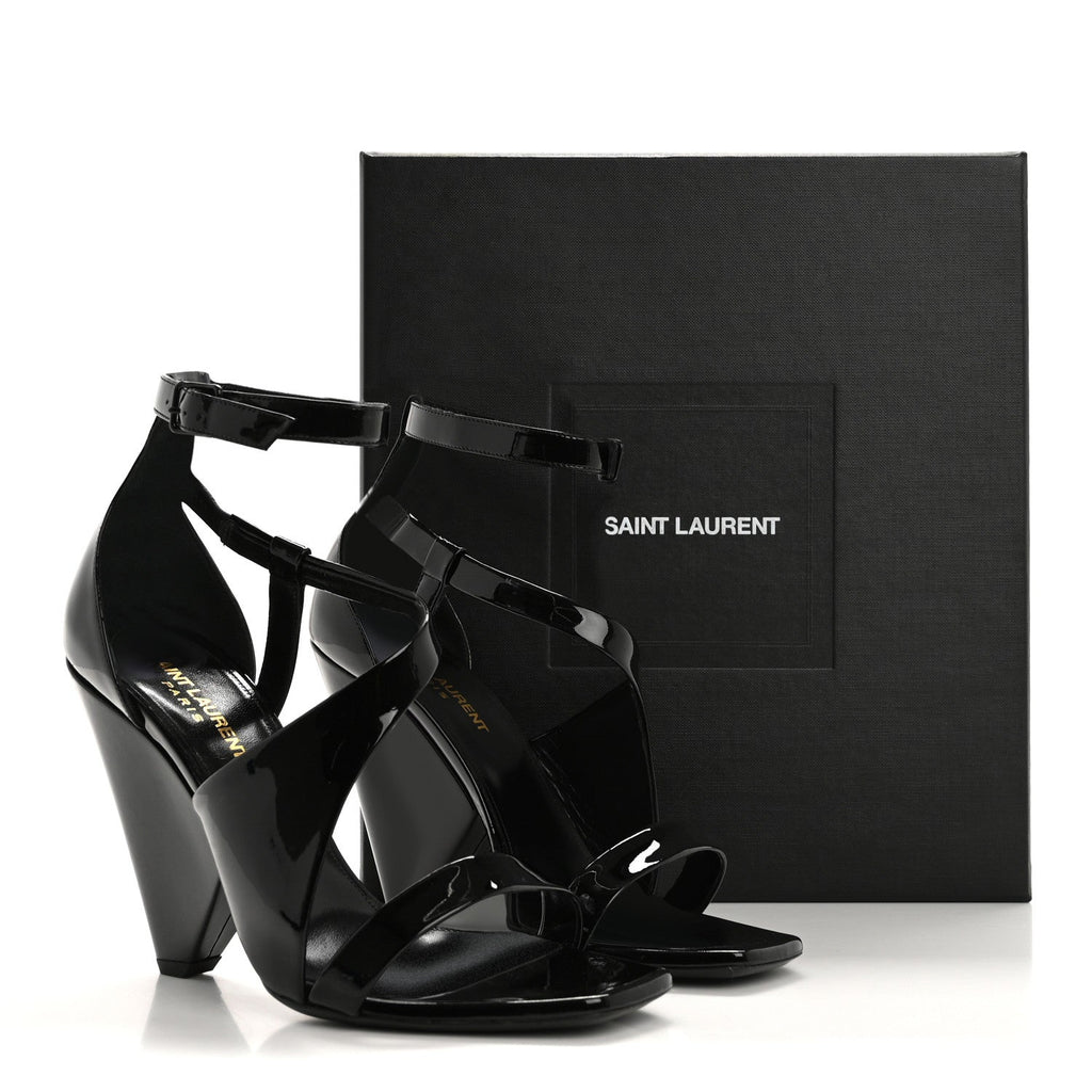 Patent Niki Crossed 105 Sandals 38.5 Black