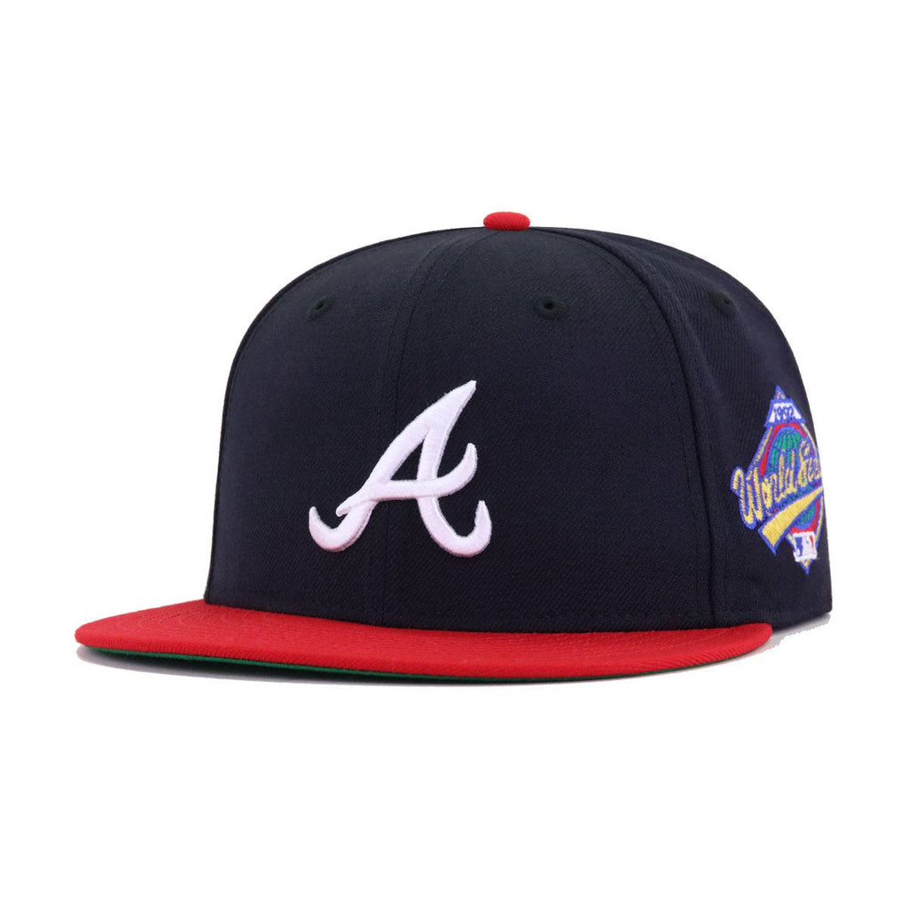 Atlanta Braves Navy Scarlet 1992 World Series Cooperstown Green Bottom New Era 59Fifty Fitted