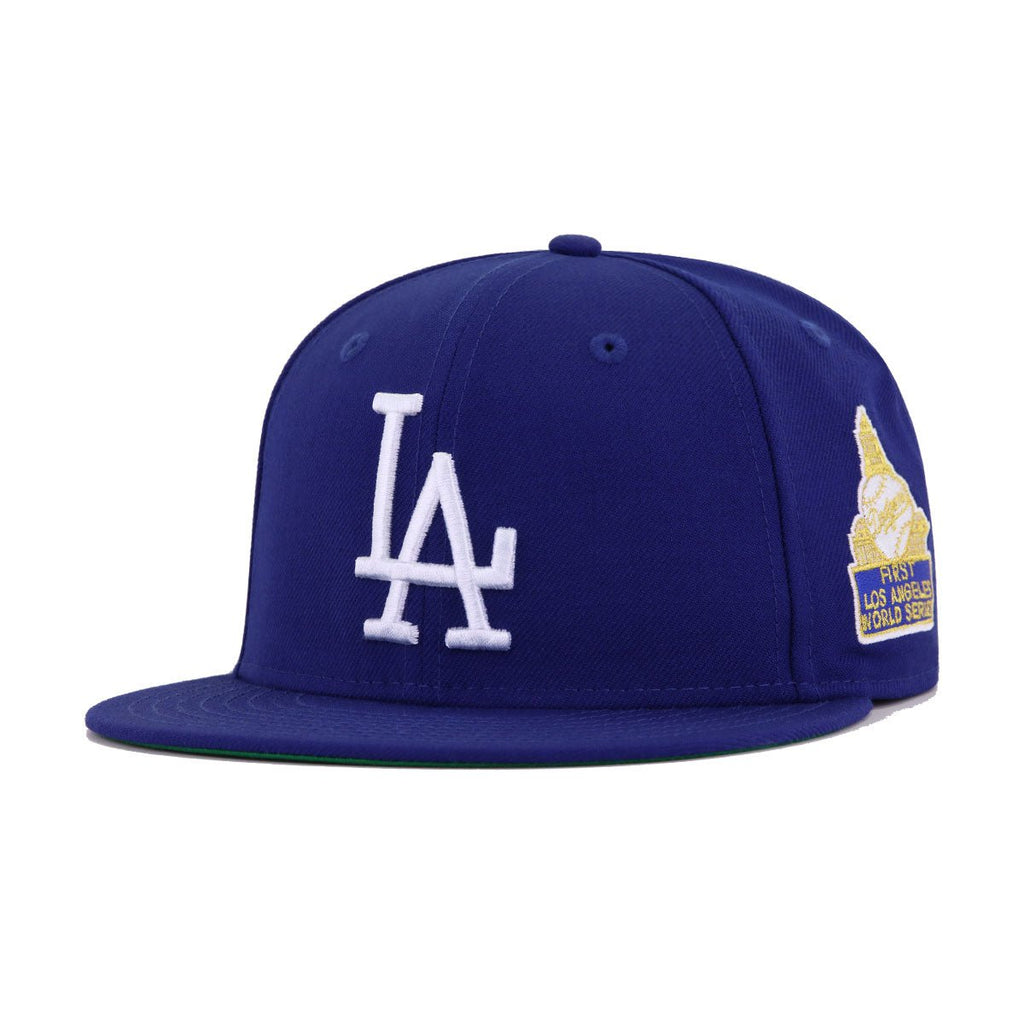 Los Angeles Dodgers Dark Royal Blue 1959 World Series Cooperstown Green Bottom New Era 59Fifty Fitted