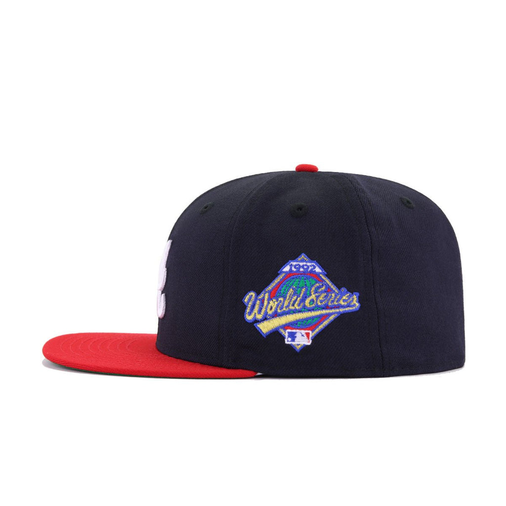 Atlanta Braves Navy Scarlet 1992 World Series Cooperstown Green Bottom New Era 59Fifty Fitted