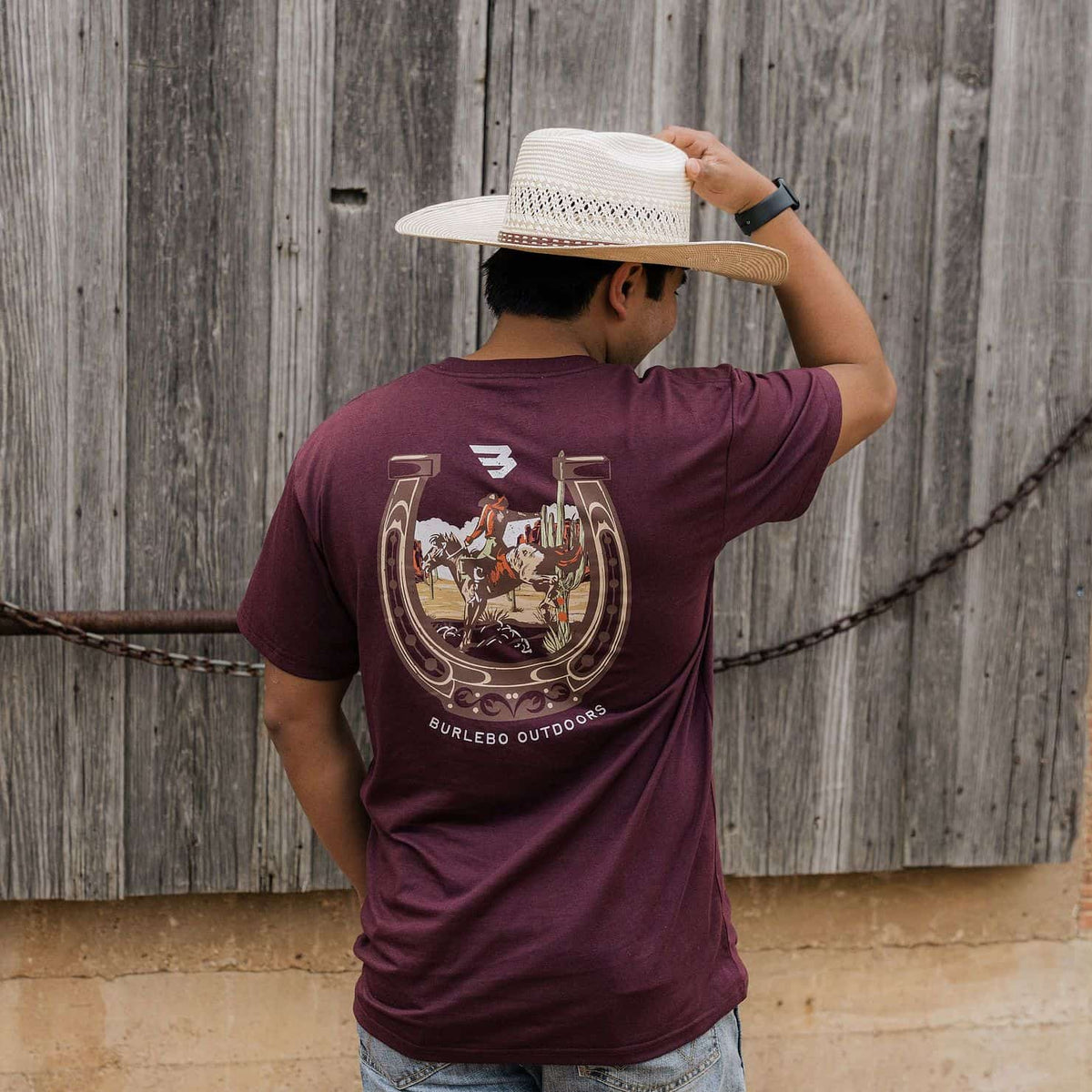 Short Sleeve Tee - Horseshoe - Maroon