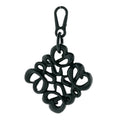 Varnished Metal Anagram Bag Charm Key Holder Dark Green