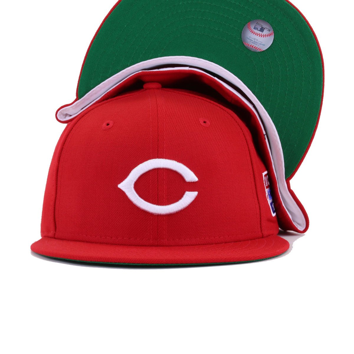 Cincinnati Reds Scarlet 1975 World Series Cooperstown Green Bottom New Era 59Fifty Fitted