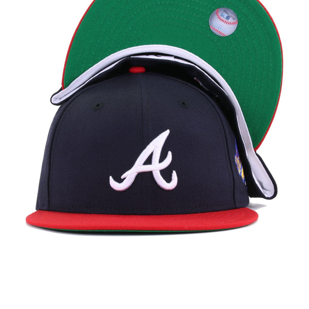 Atlanta Braves Navy Scarlet 1992 World Series Cooperstown Green Bottom New Era 59Fifty Fitted