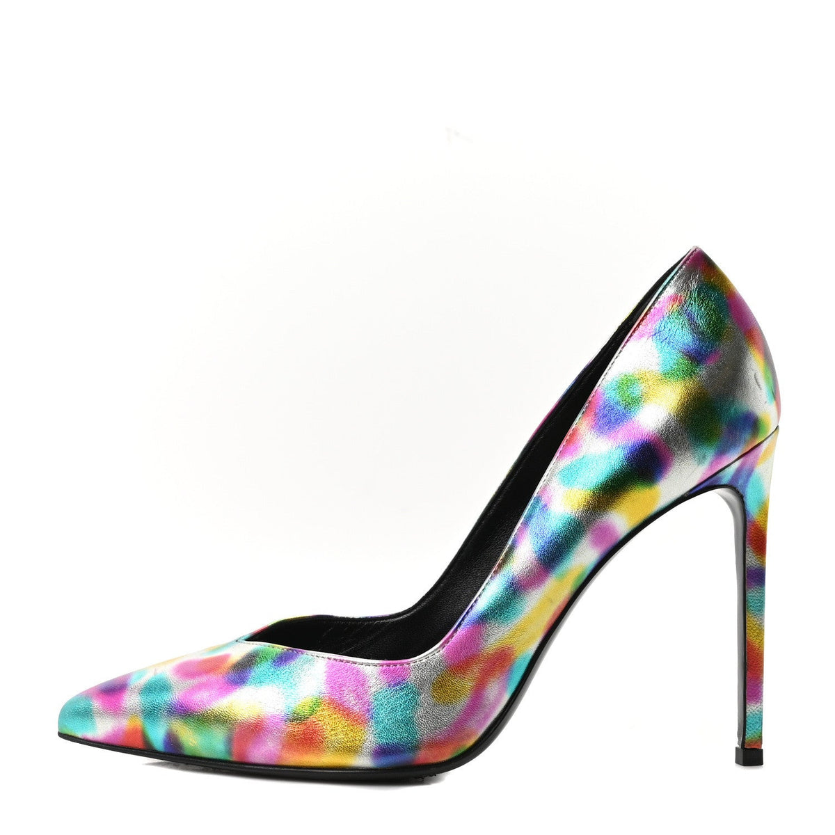 Metallic Calfskin Pumps 38 Silver Multicolor