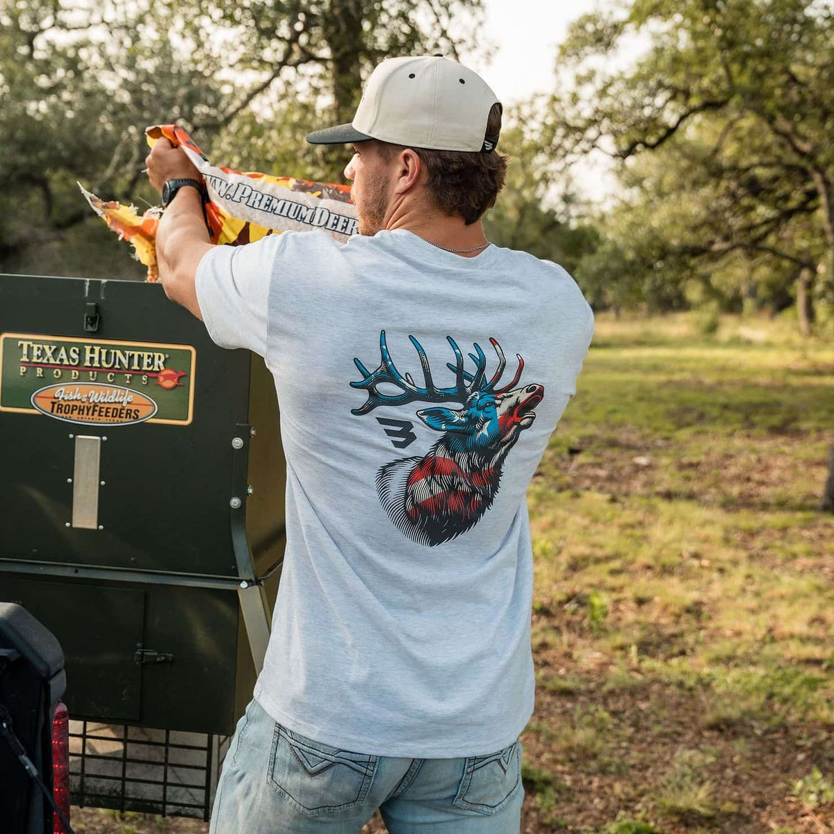 Short Sleeve Tee - American Elk - Ash Grey