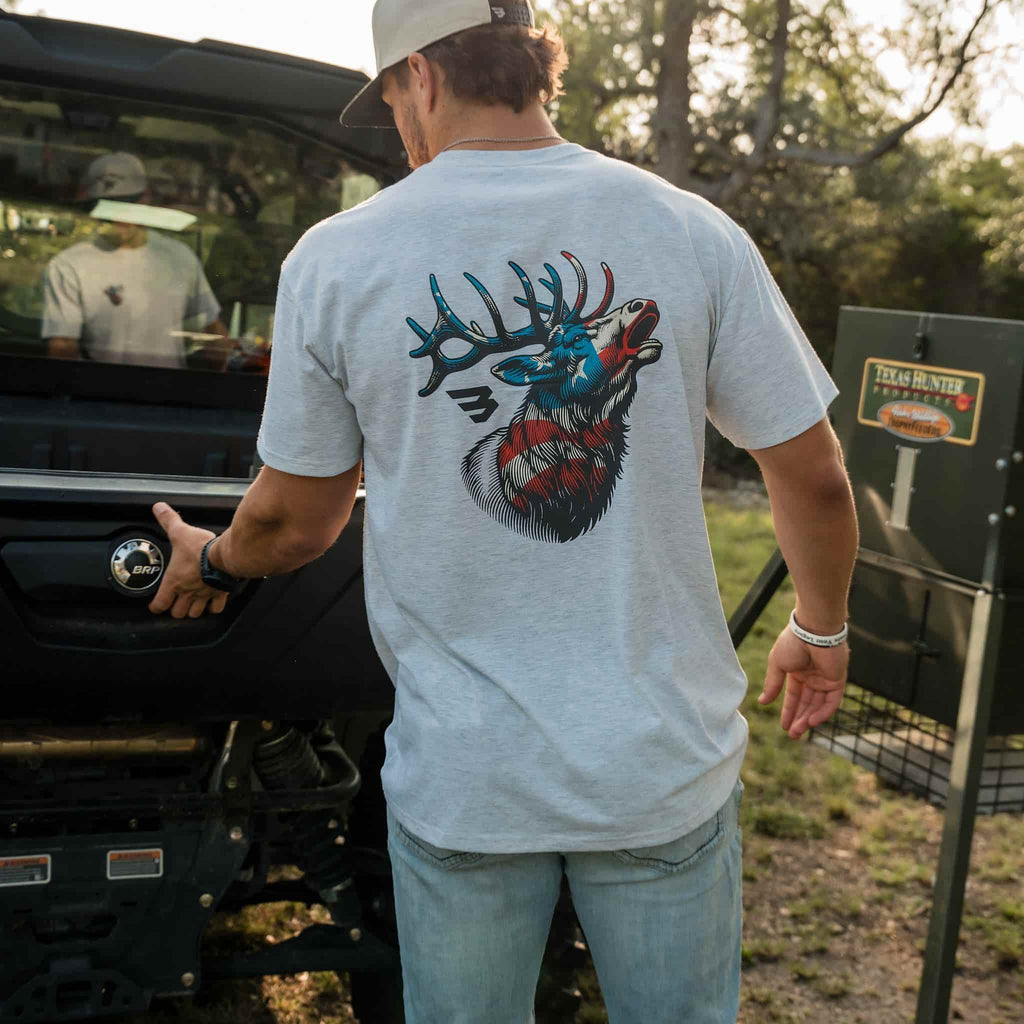 Short Sleeve Tee - American Elk - Ash Grey