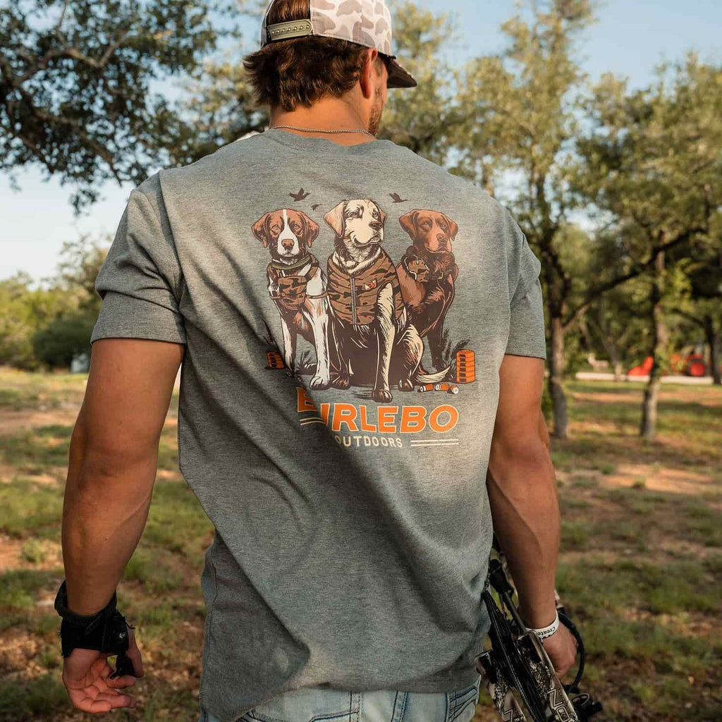 Short Sleeve Tee - Camo Duck Dogs - Dark Heather Grey