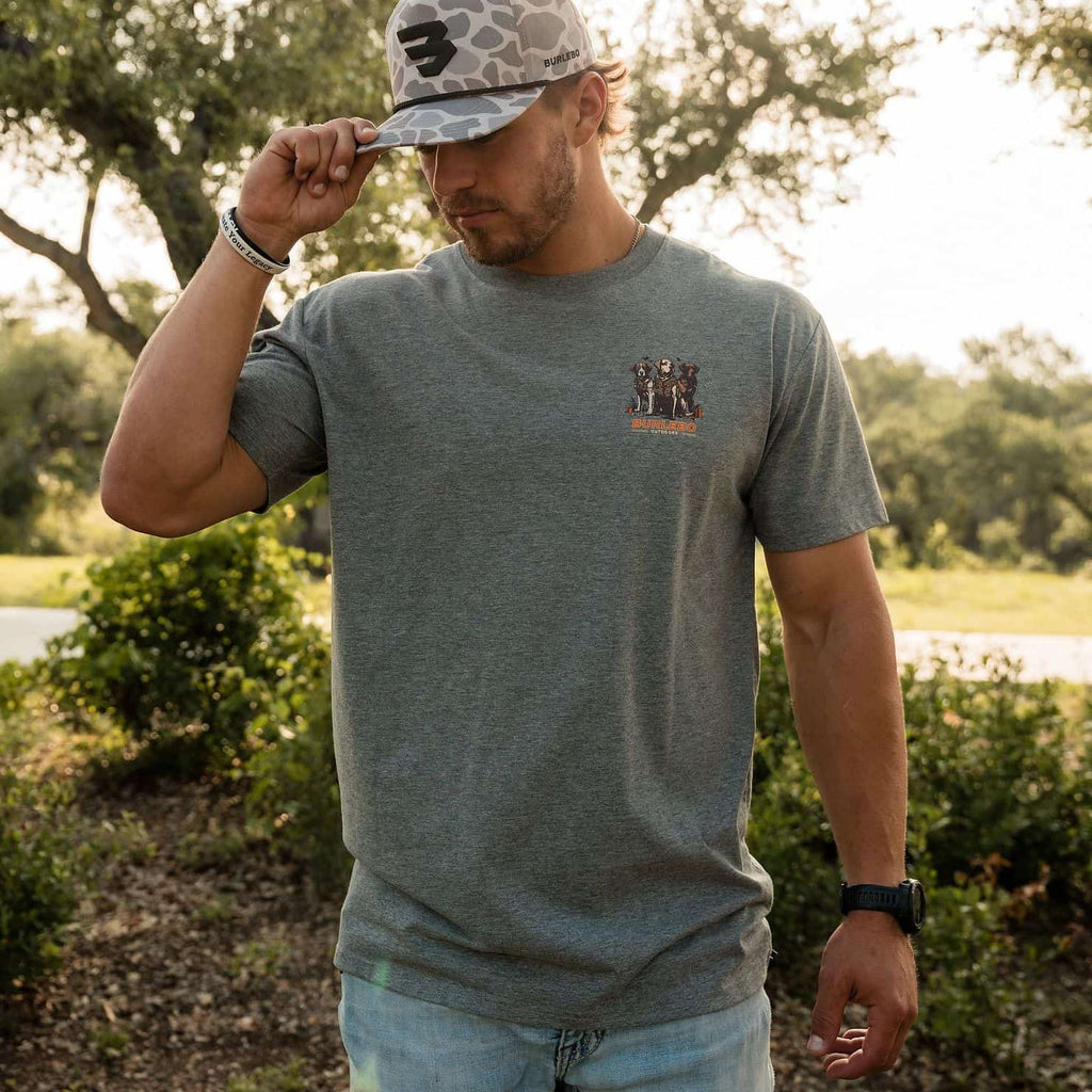Short Sleeve Tee - Camo Duck Dogs - Dark Heather Grey