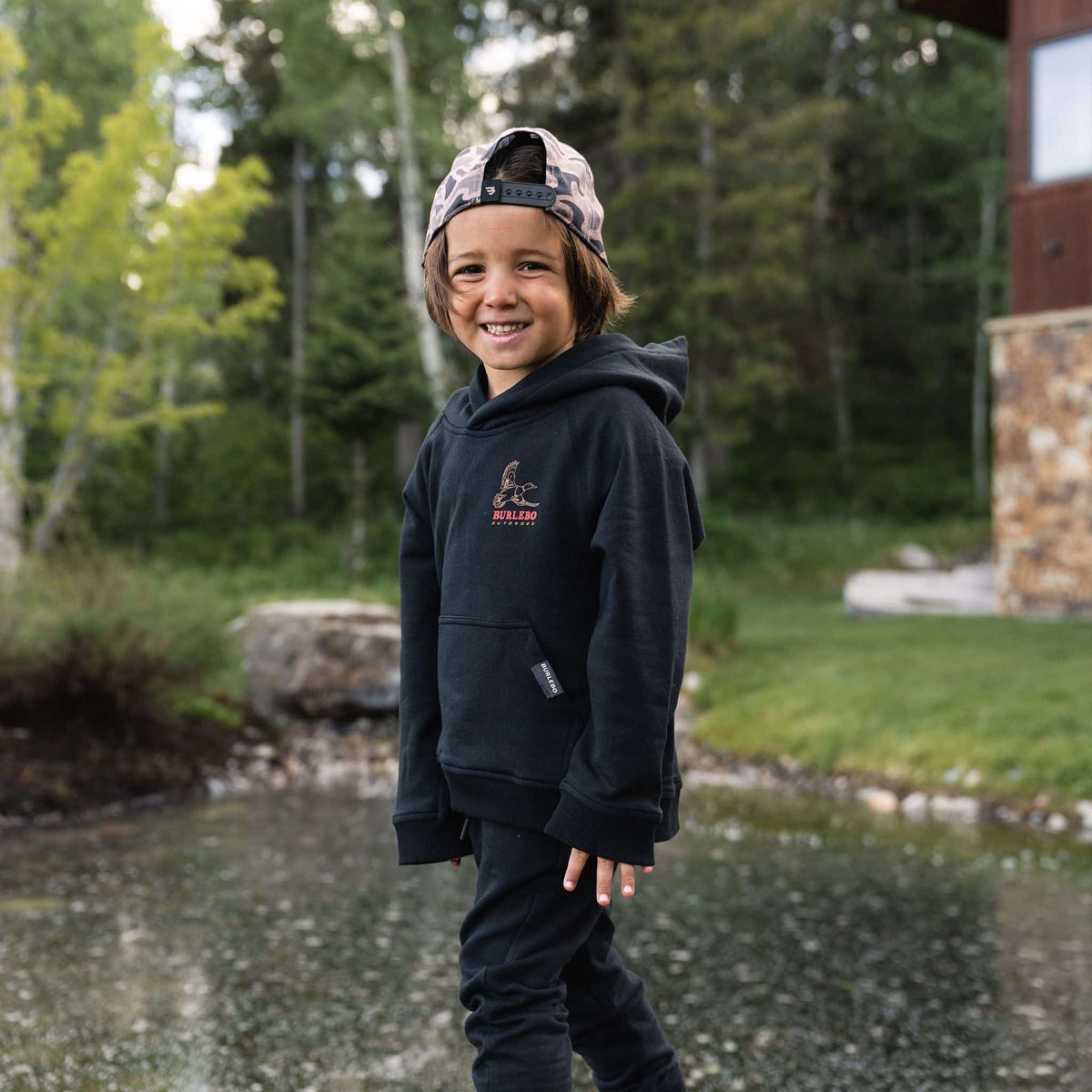 Youth Fleece Hoodie - Duck Wild - Black