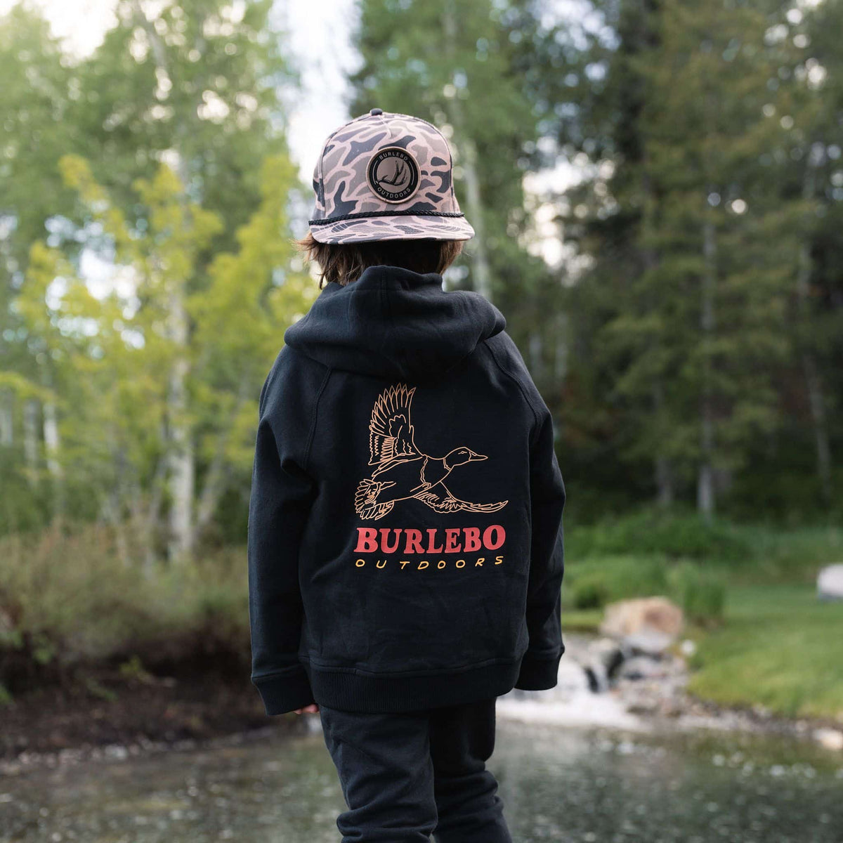 Youth Fleece Hoodie - Duck Wild - Black
