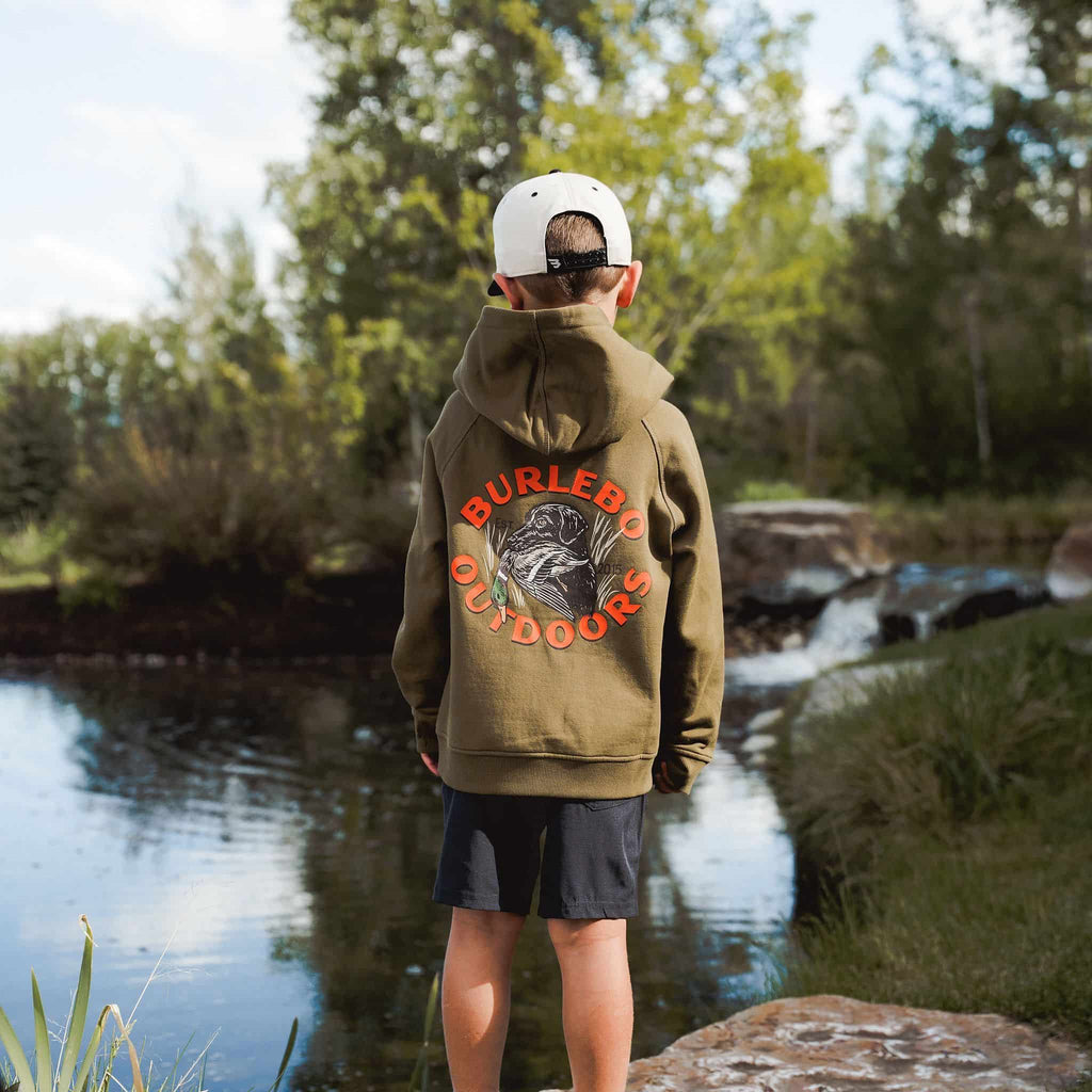 Youth Fleece Hoodie - Duck Down - Hunter Green