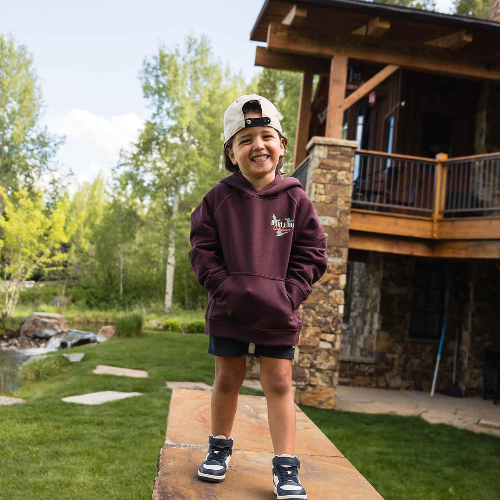 Youth Fleece Hoodie - Field Companion - Maroon