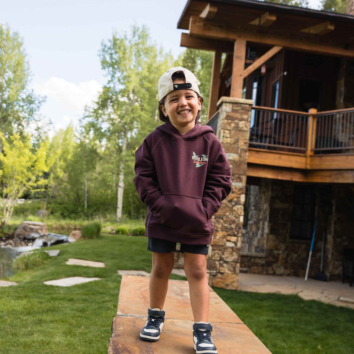 Youth Fleece Hoodie - Field Companion - Maroon