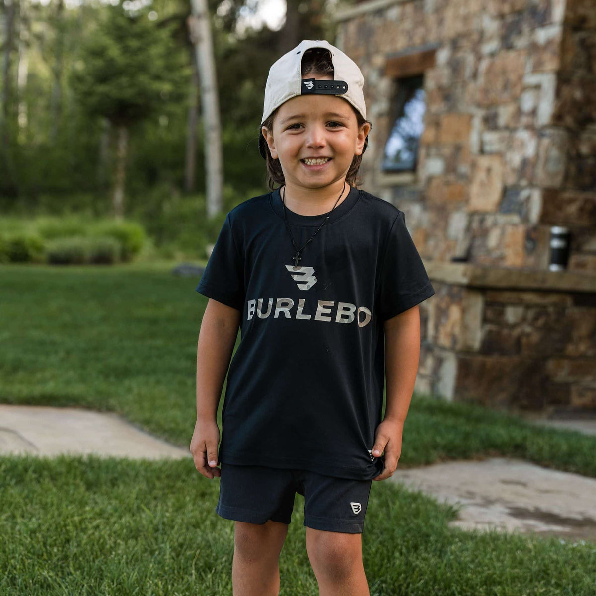 Youth Go To Tee - Flying B Logo - Black & Classic Deer Camo