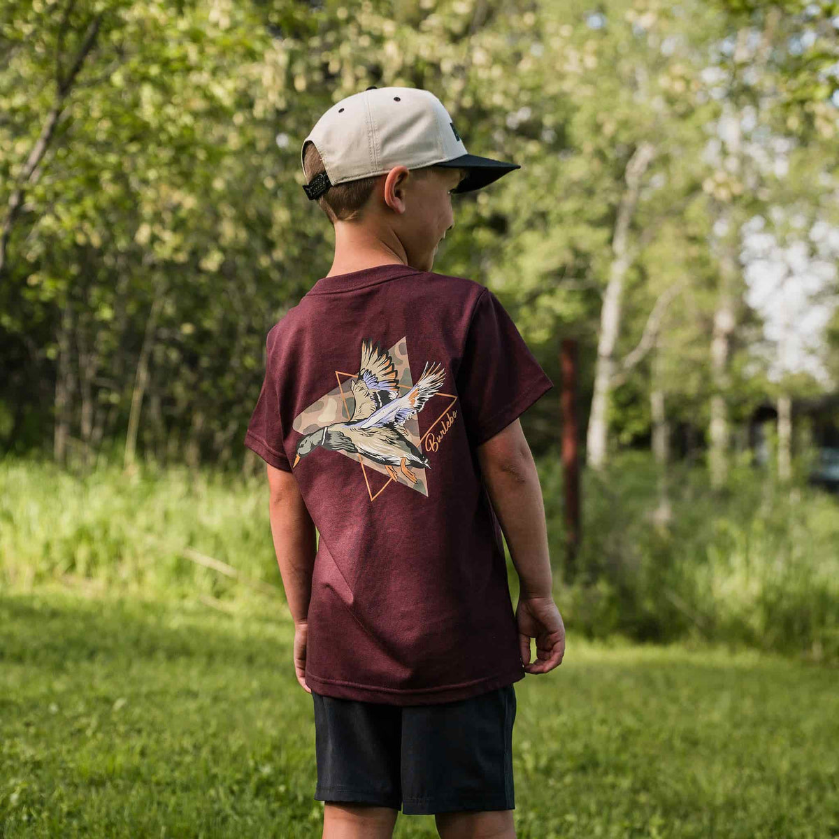 Youth Short Sleeve Tee - Pintail Triangle Duck - Maroon