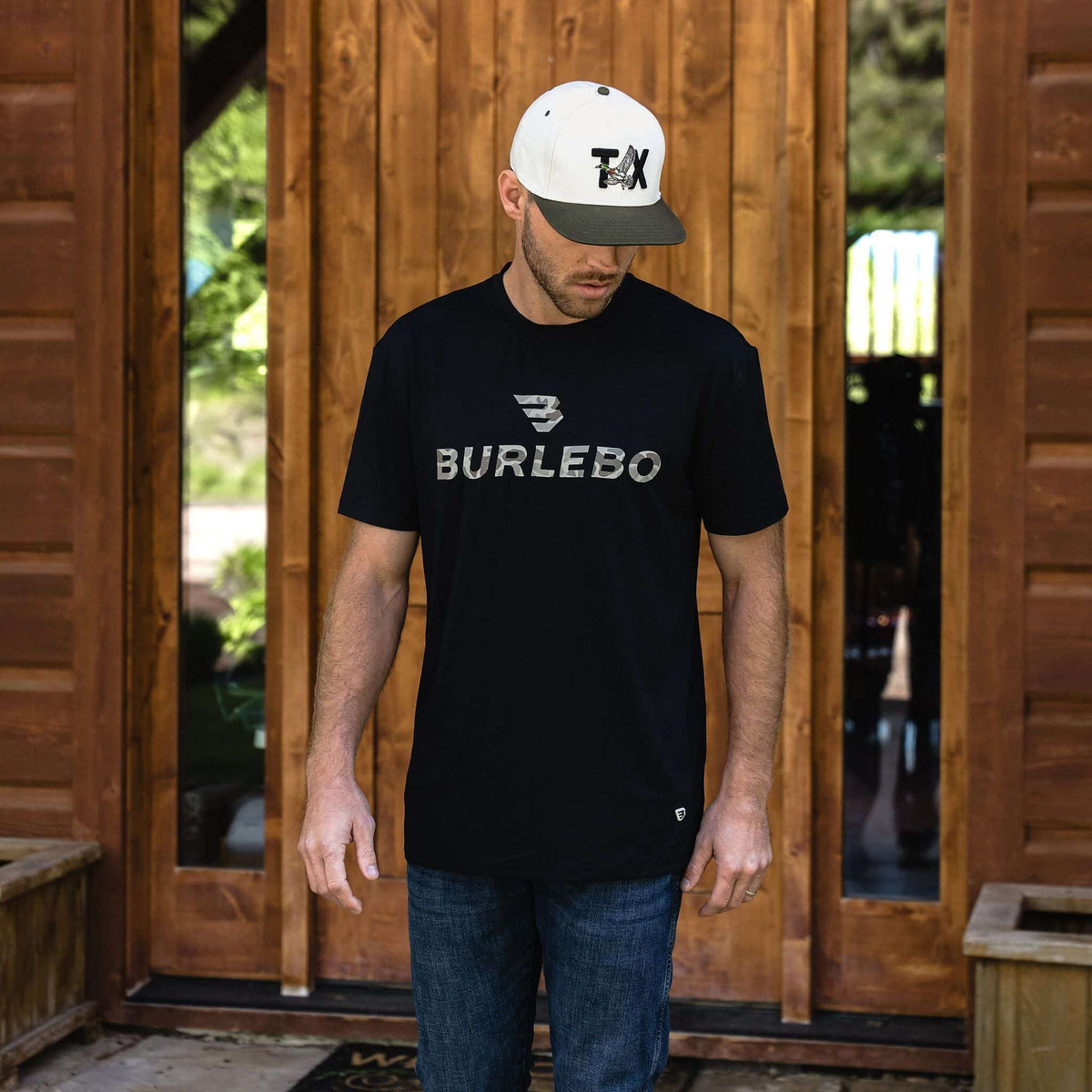 Go To Tee - Flying B Logo - Black & Classic Deer Camo