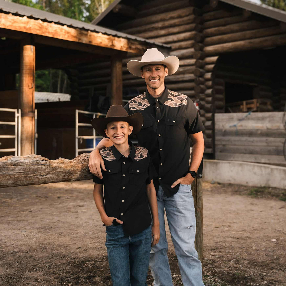 Youth Performance Western Shirt - Deer SZN - Black & Gauge Camo