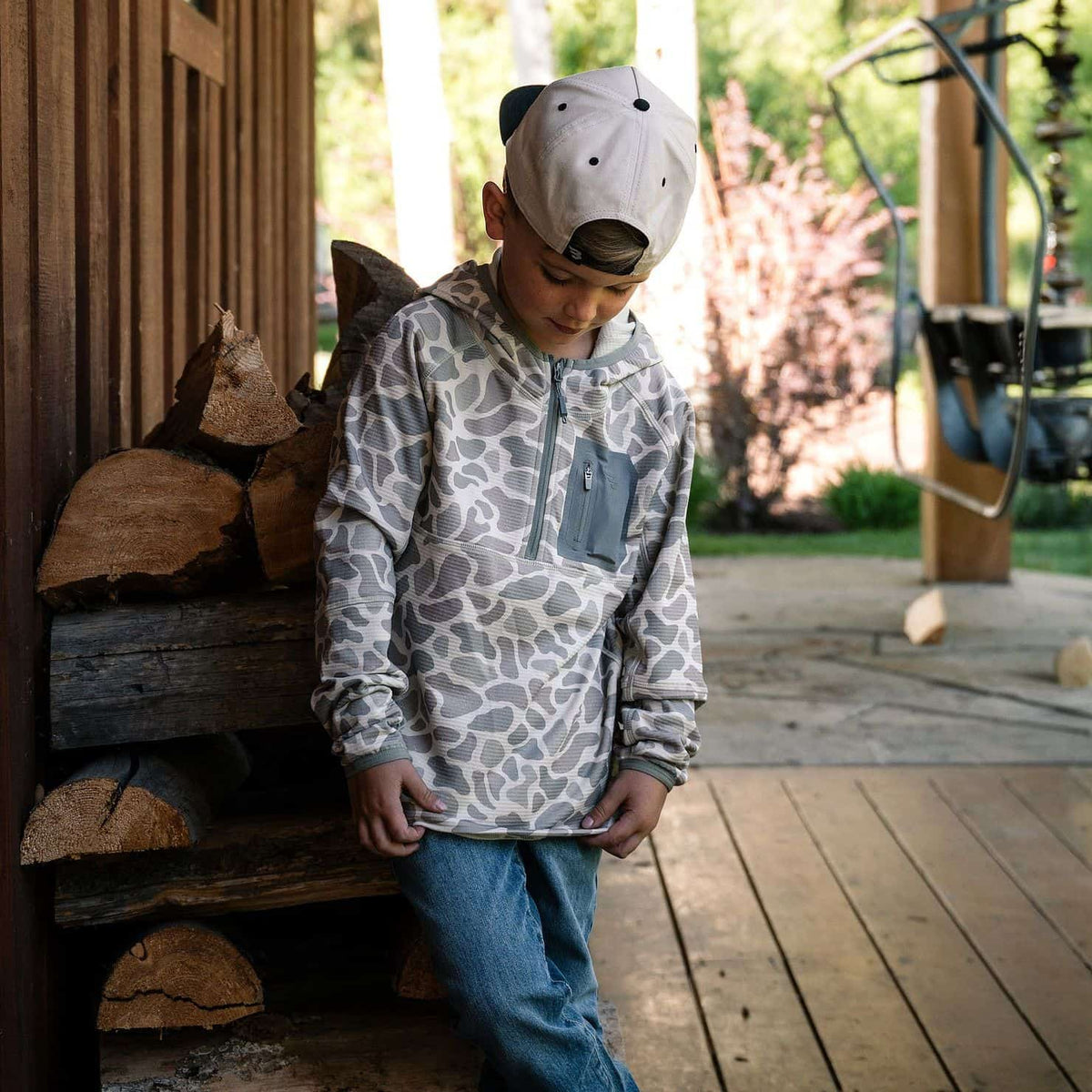 Youth Blaze Tech - Quarter Zip - Classic Deer Camo