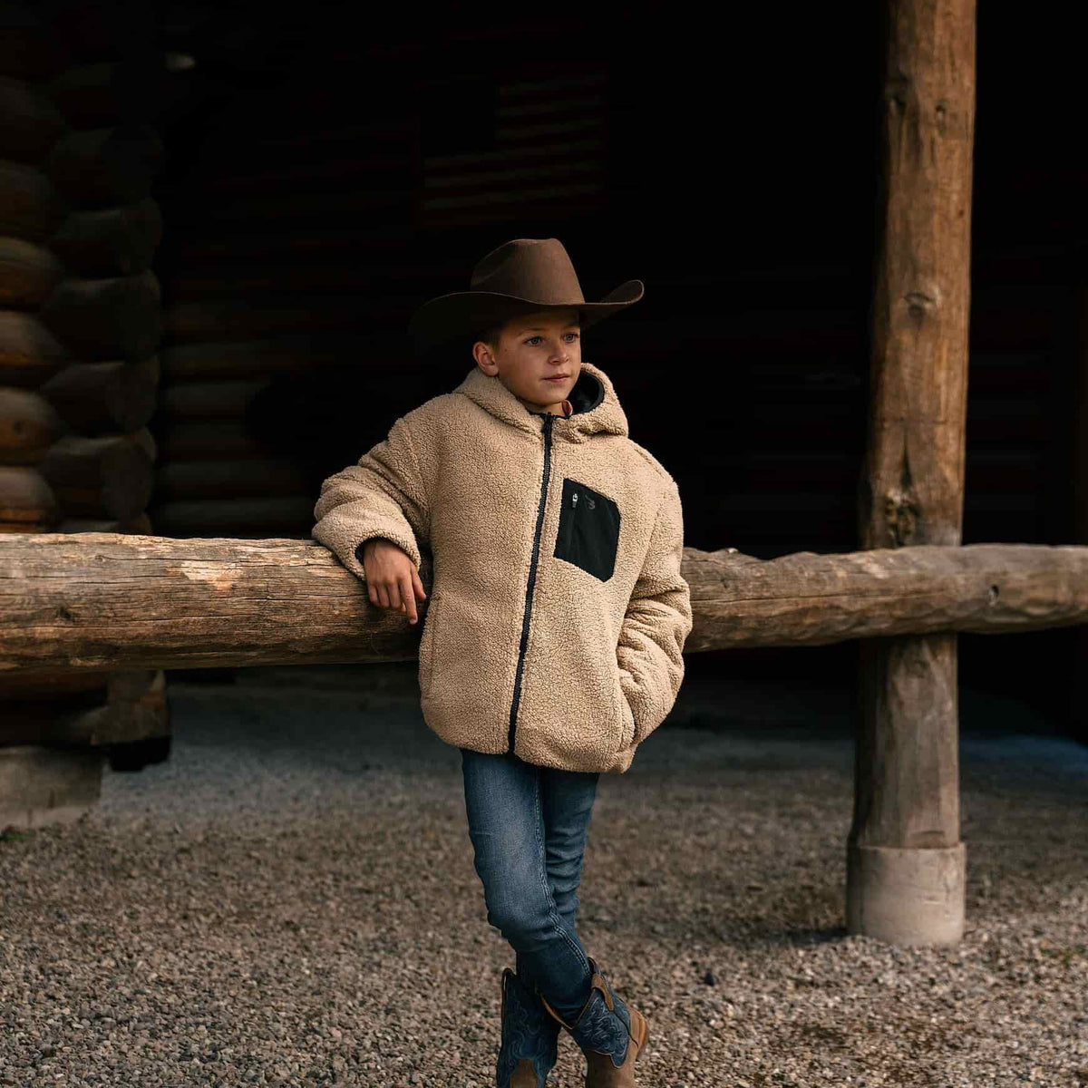 Youth Mountain Fleece - Reversible Hoodie Jacket - Tan