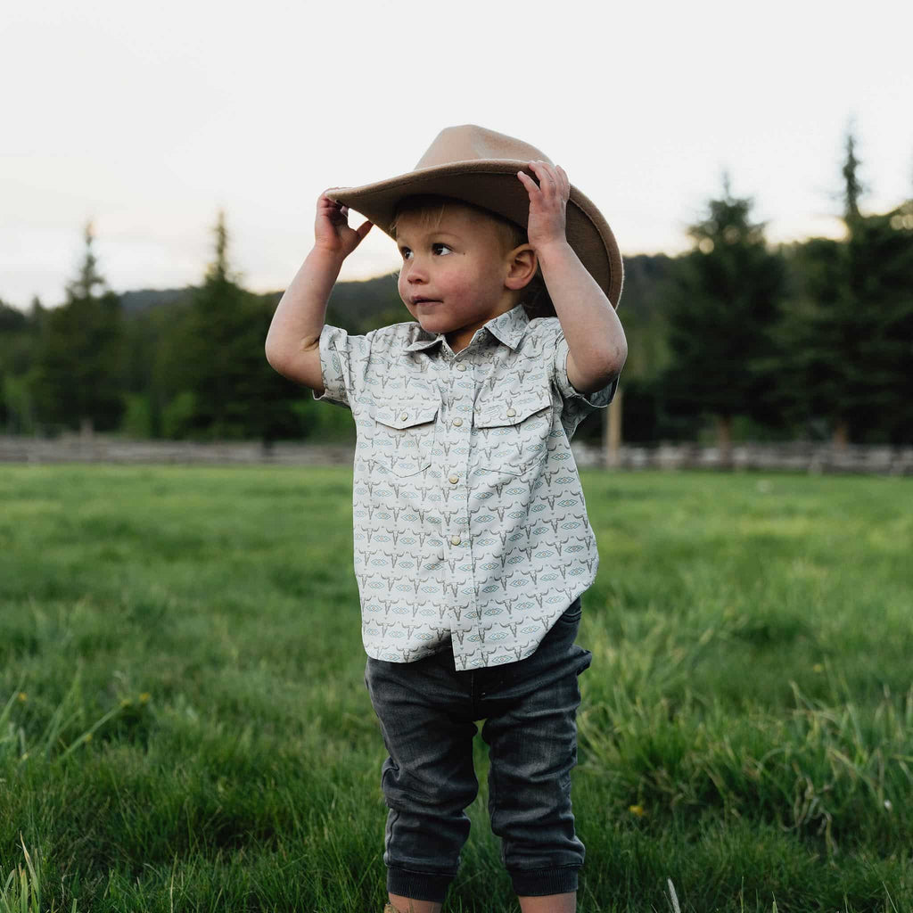 Youth Performance Western Shirt - Skull Rancher