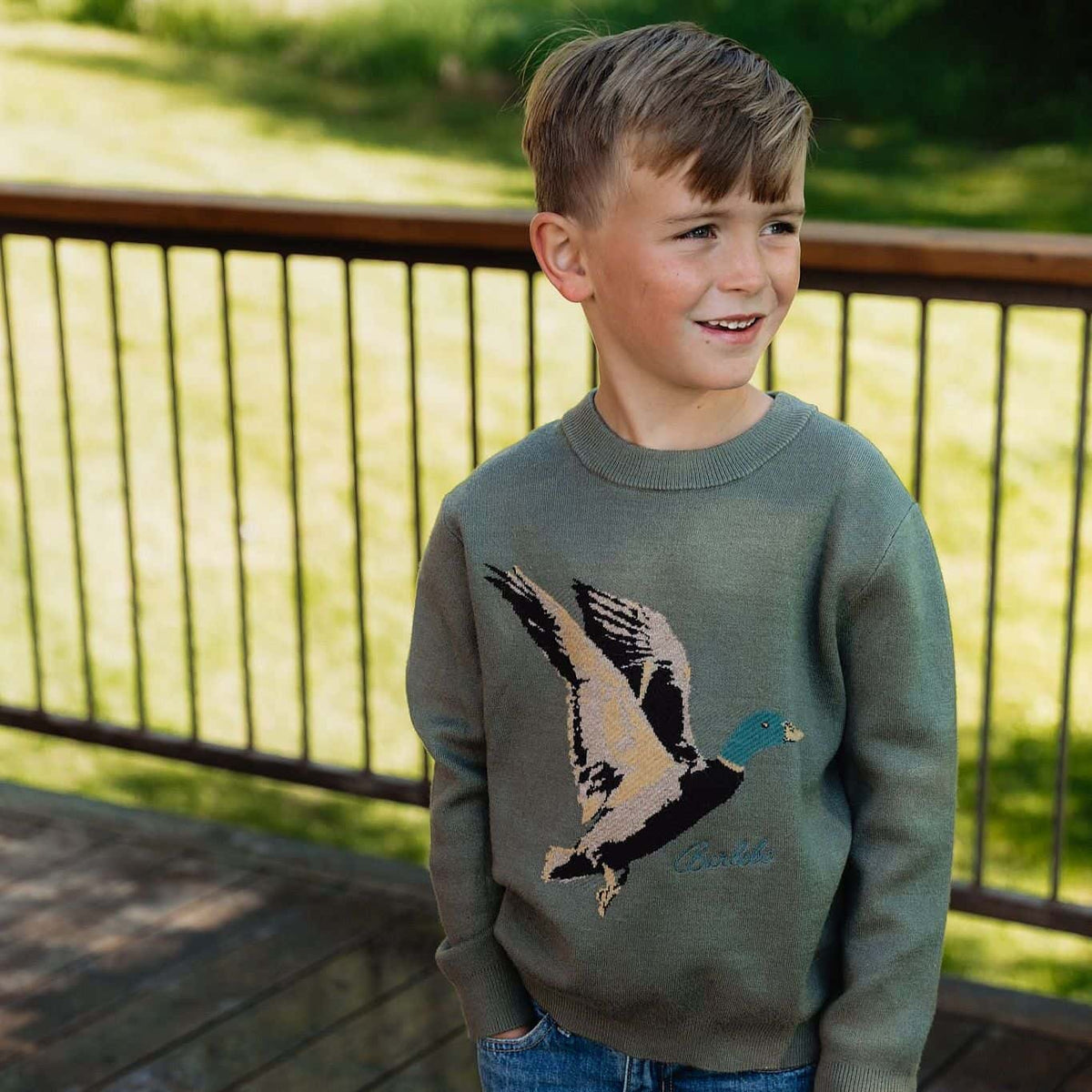 Youth Cabin Sweater - Olive Duck