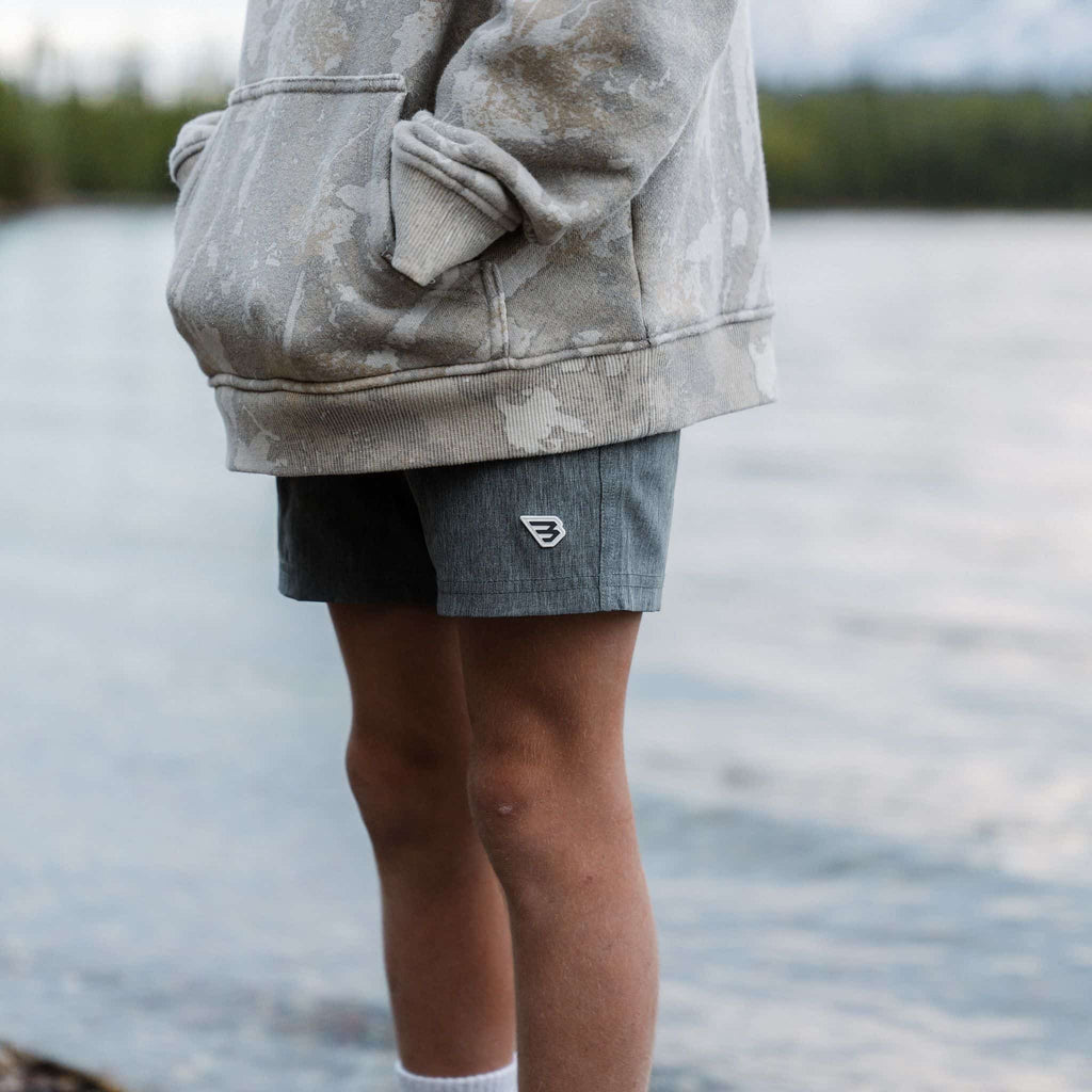 Youth Athletic Short - Grizzly Grey - Deer Camo Liner