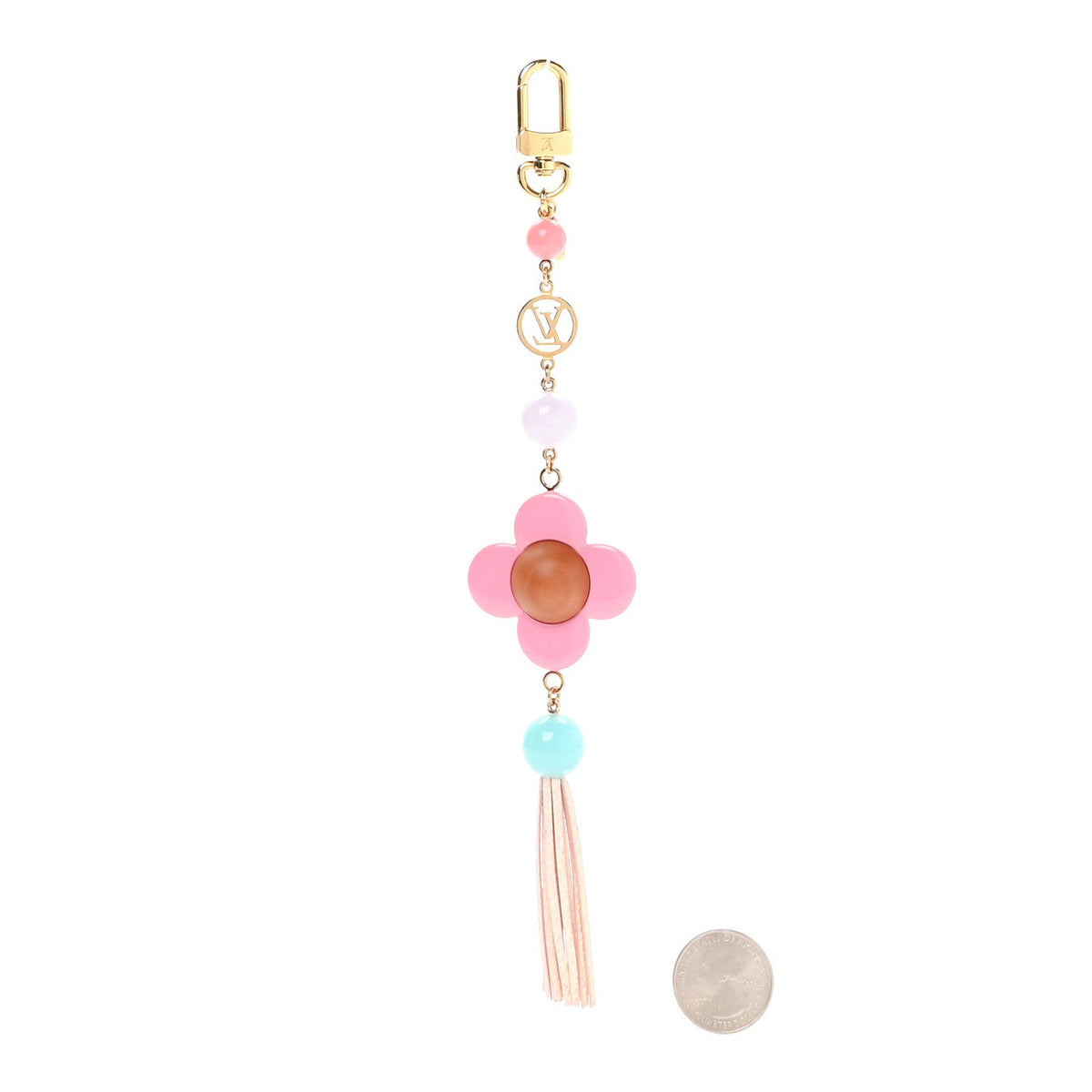 Resin Wood Vivienne Bag Charm Fuchsia Ecru White Caramel