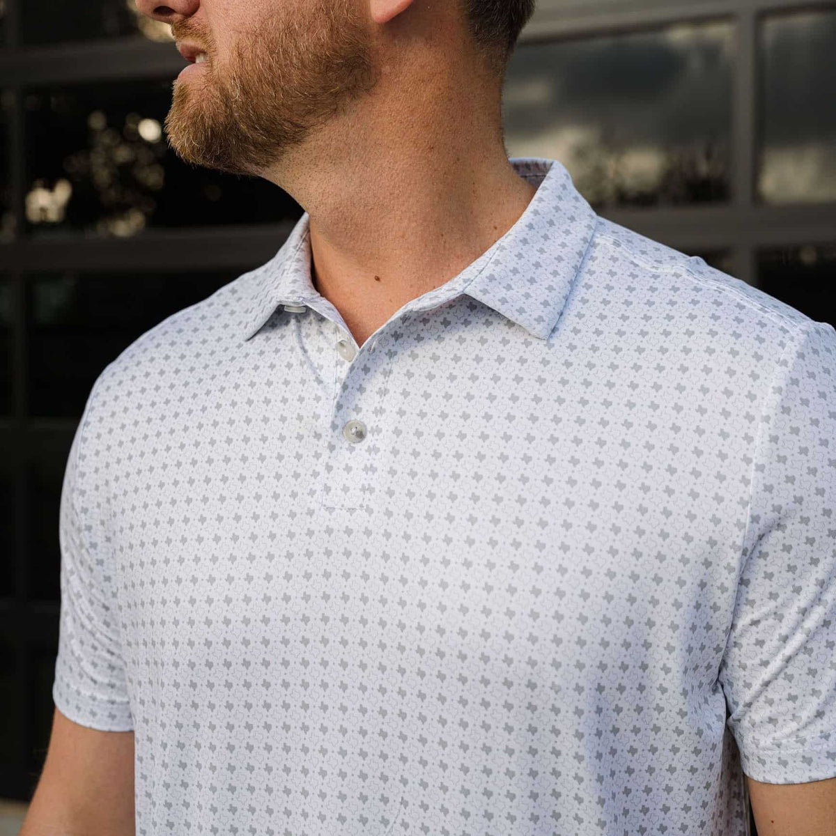 Performance Polo - Texas Grey and White