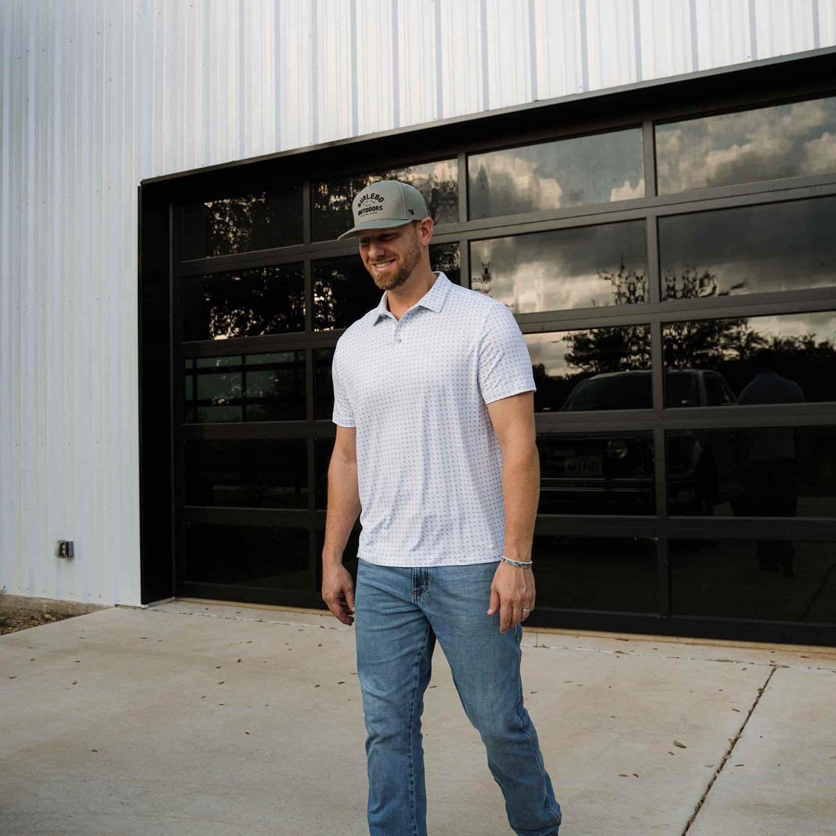 Performance Polo - Texas Grey and White