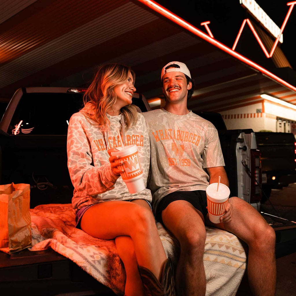 Vintage Washed Hoodie - Whataburger - Classic Deer Camo