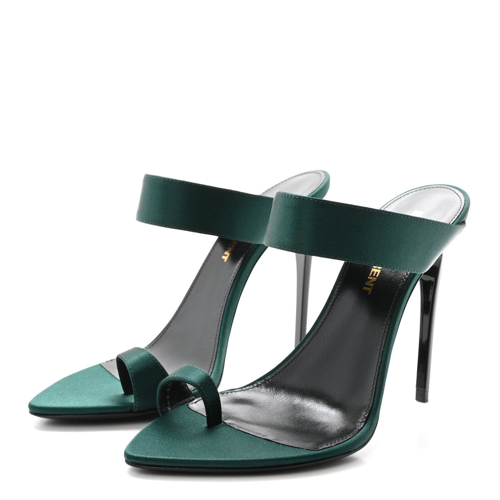 Crepe Satin Martha Mule 110 Sandals 35.5 Dorian Green