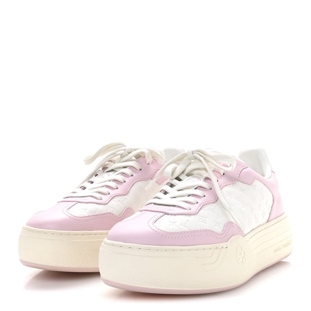 Calfskin Monogram LV Groovy Platform Sneakers 38 Pink
