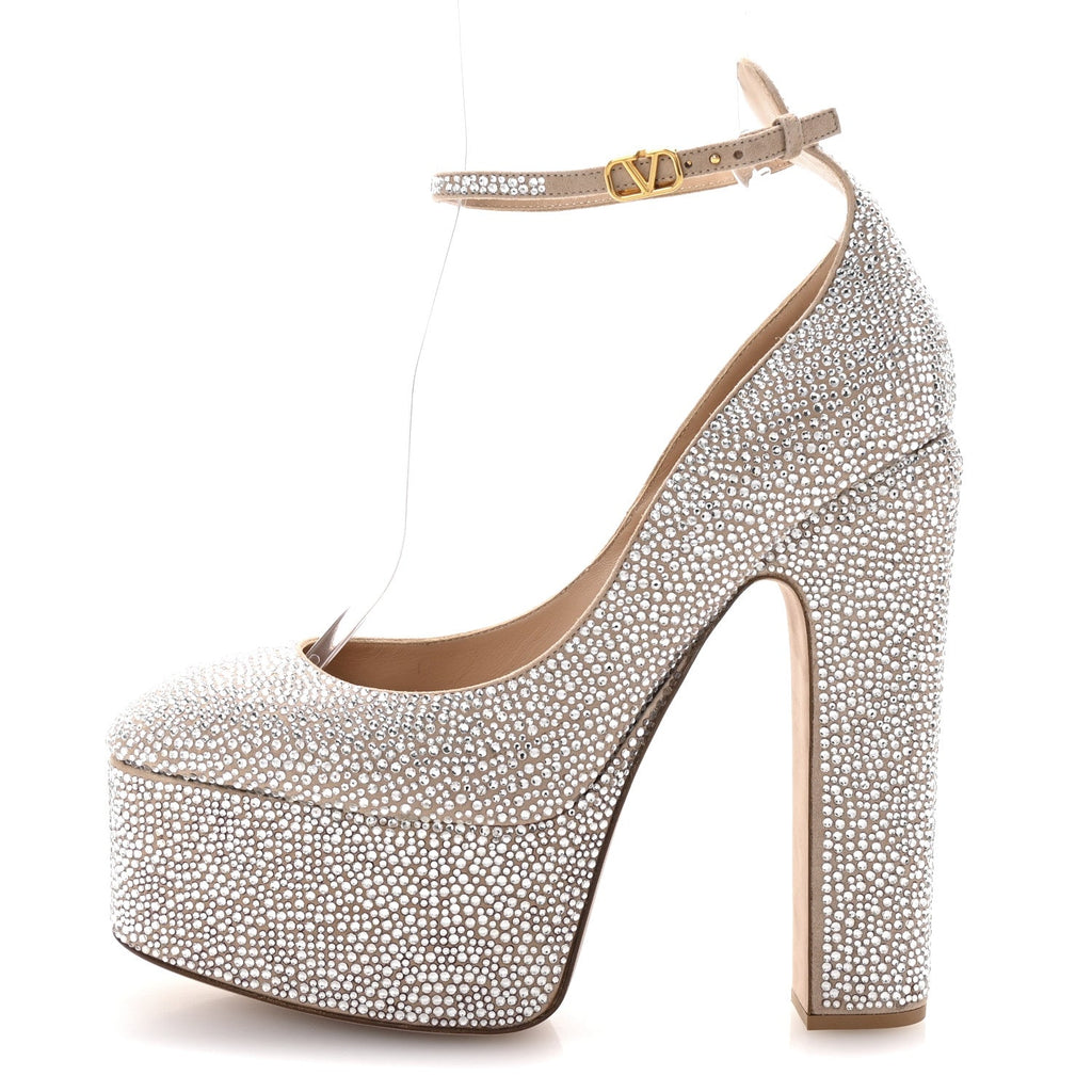 Crystal Suede Tan-Go 55/155mm Platform Pumps 41 Rose Cannelle