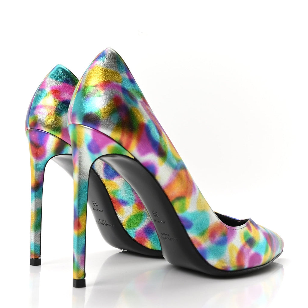 Metallic Calfskin Pumps 38 Silver Multicolor