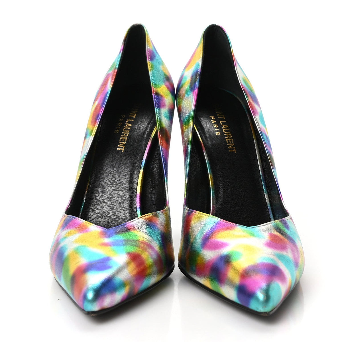 Metallic Calfskin Pumps 38 Silver Multicolor