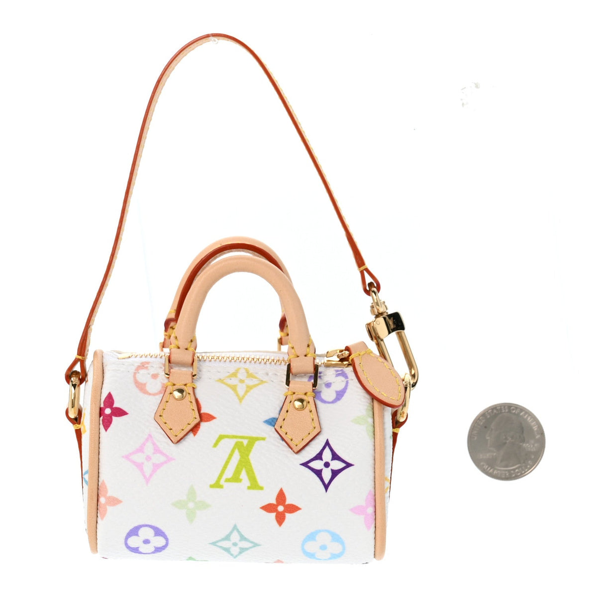 LV X TM Monogram Micro Speedy Bag Charm White