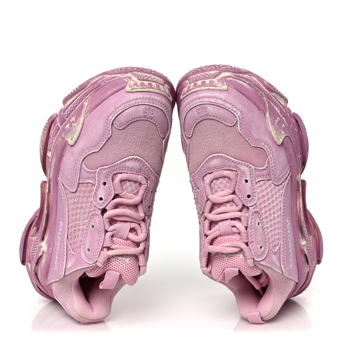 Fabric Mesh Distressed Womens Triple S Sneakers 36 Pink