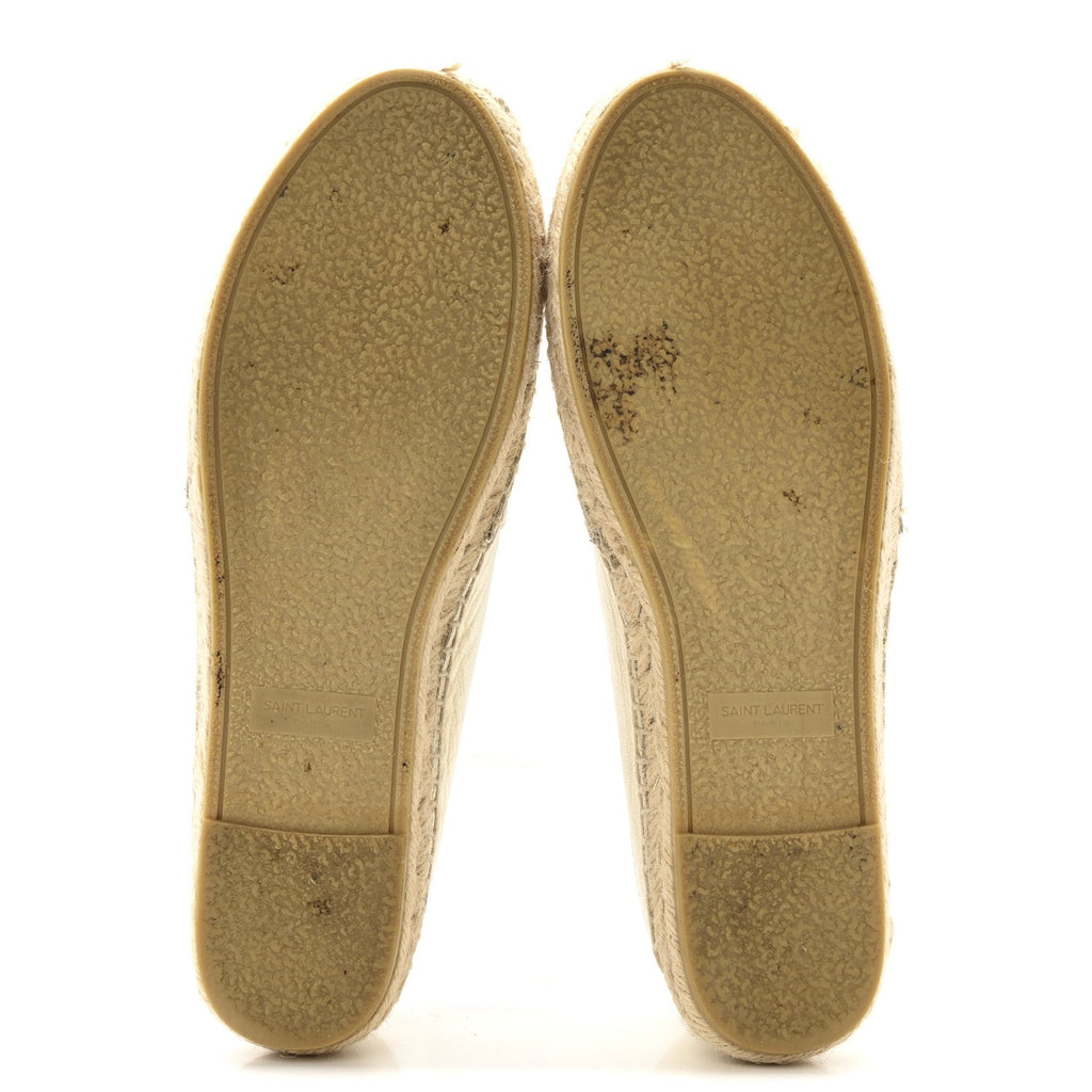 Metallic Lambskin Monogram Espadrilles 38 Platino