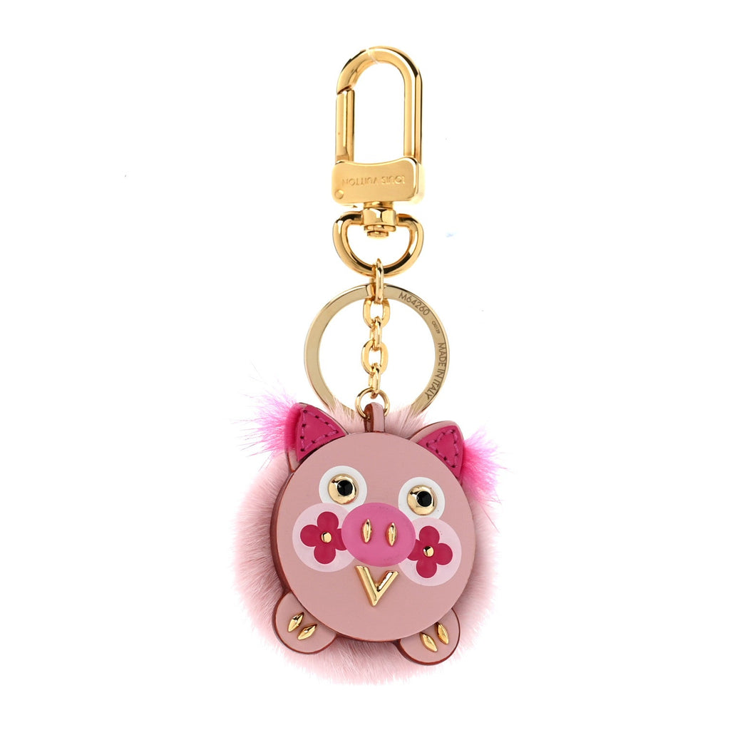Calfskin Mink Fur Wild Pig Bag Charm Key Holder