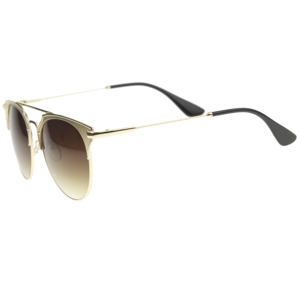 Modern Metallic Double Bridge Pantos Aviator Sunglasses A202