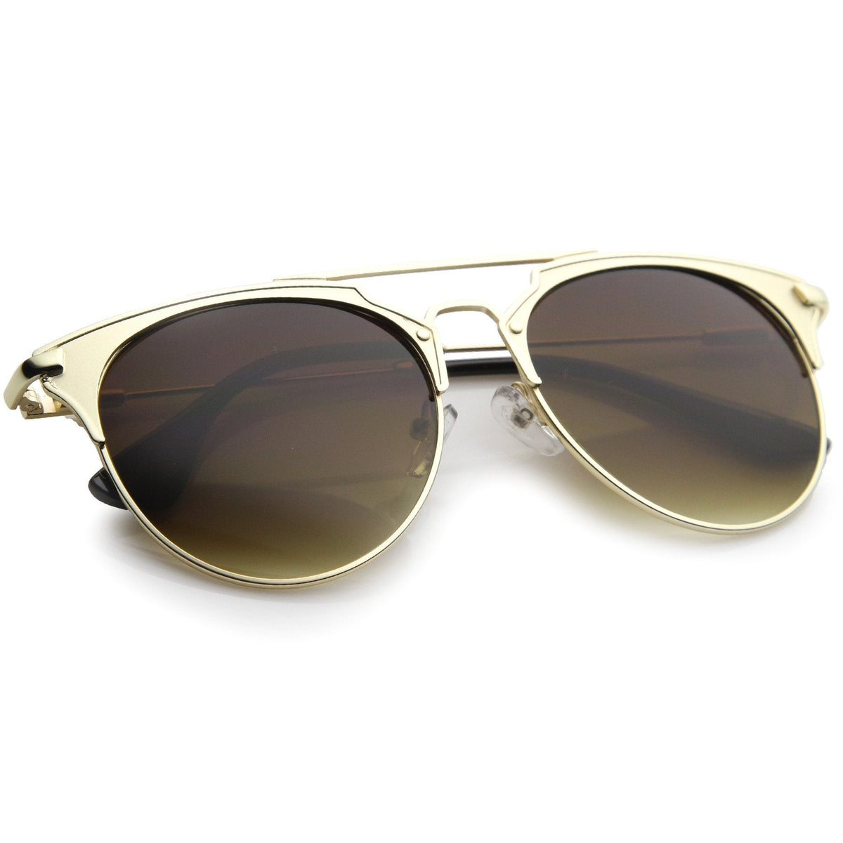 Modern Metallic Double Bridge Pantos Aviator Sunglasses A202