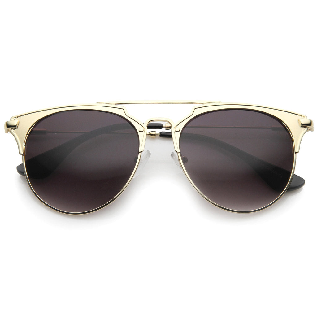 Modern Metallic Double Bridge Pantos Aviator Sunglasses A202