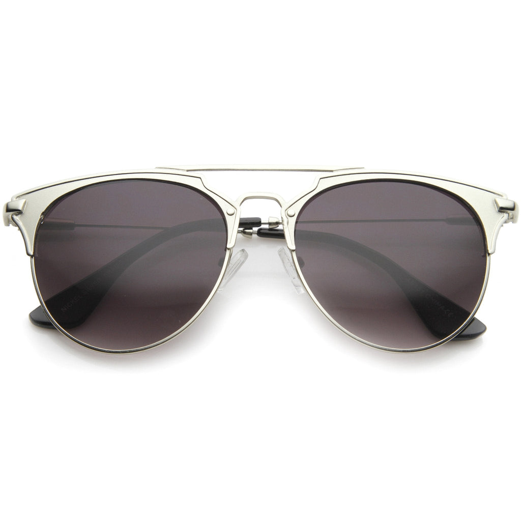 Modern Metallic Double Bridge Pantos Aviator Sunglasses A202