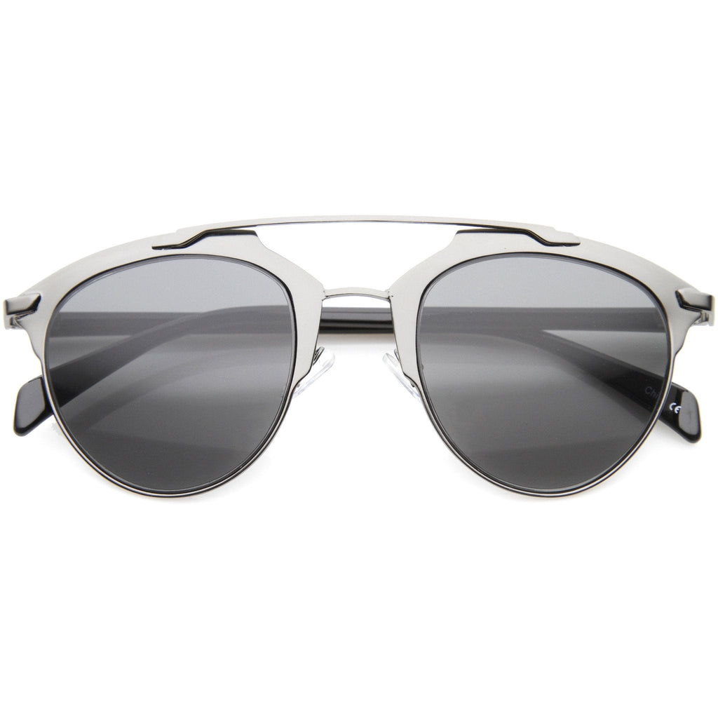 Modern Metallic Double Bridge Pantos Aviator Sunglasses A219