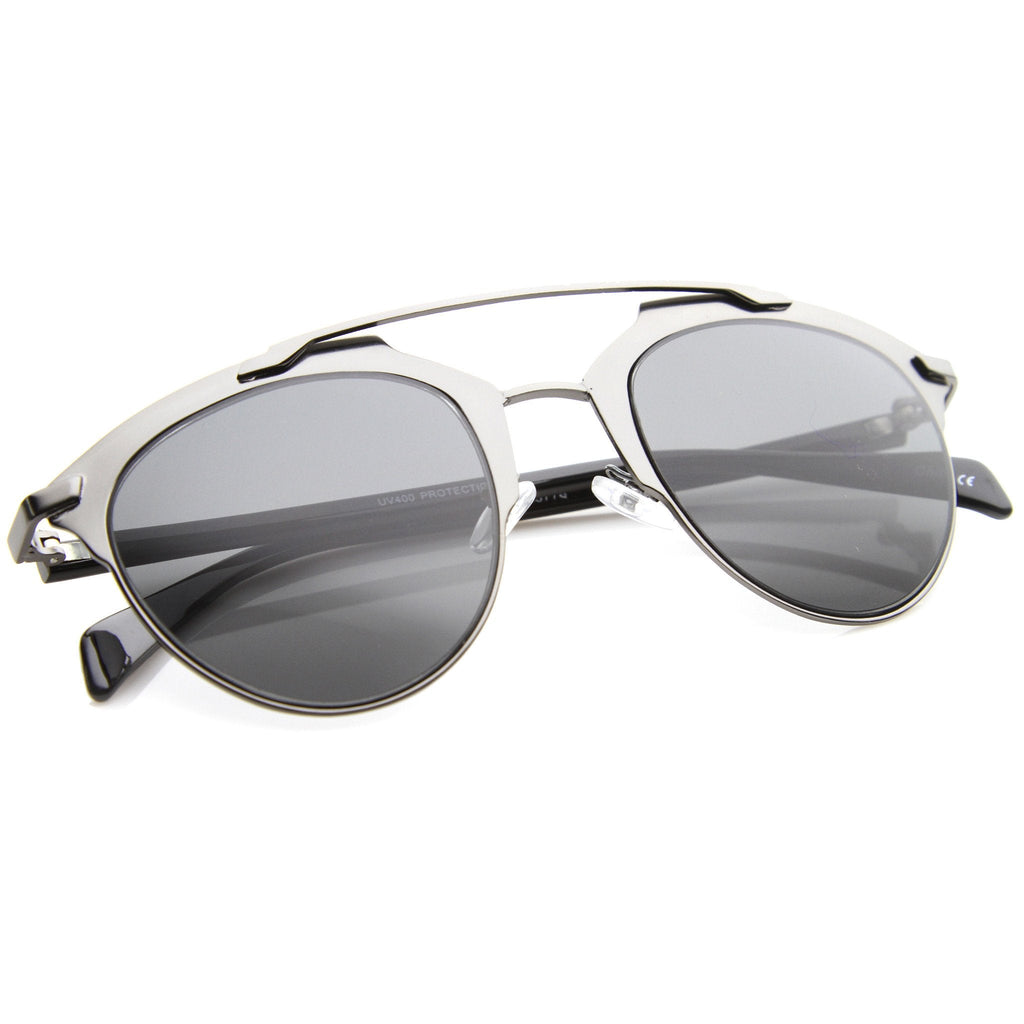 Modern Metallic Double Bridge Pantos Aviator Sunglasses A219