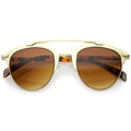 Modern Metallic Double Bridge Pantos Aviator Sunglasses A219