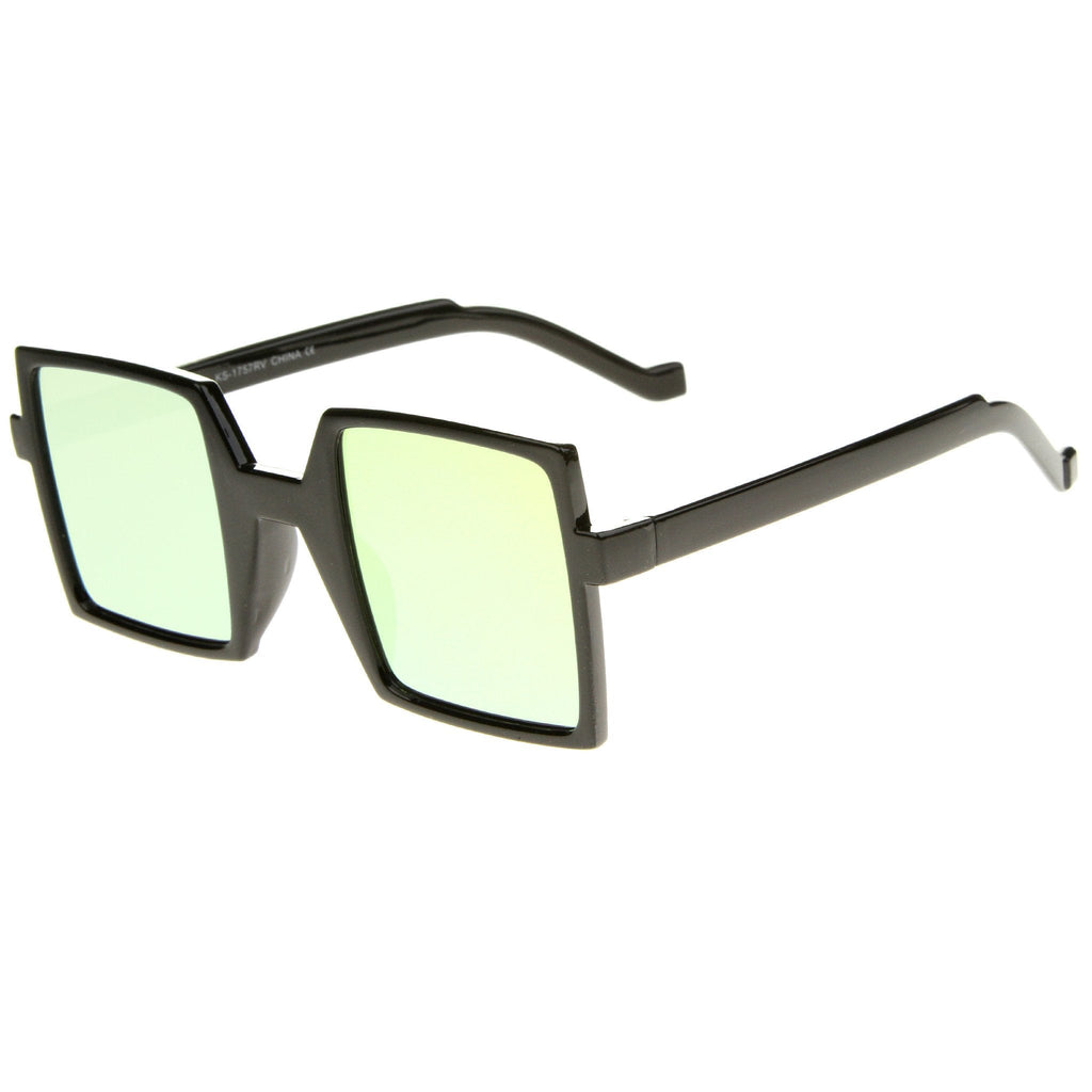 1950's Retro TV Block Flash Mirror Lens Square Sunglasses A290