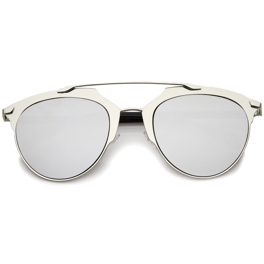 Modern Metallic Frame Mirrored Lens Pantos Aviator Sunglasses A317