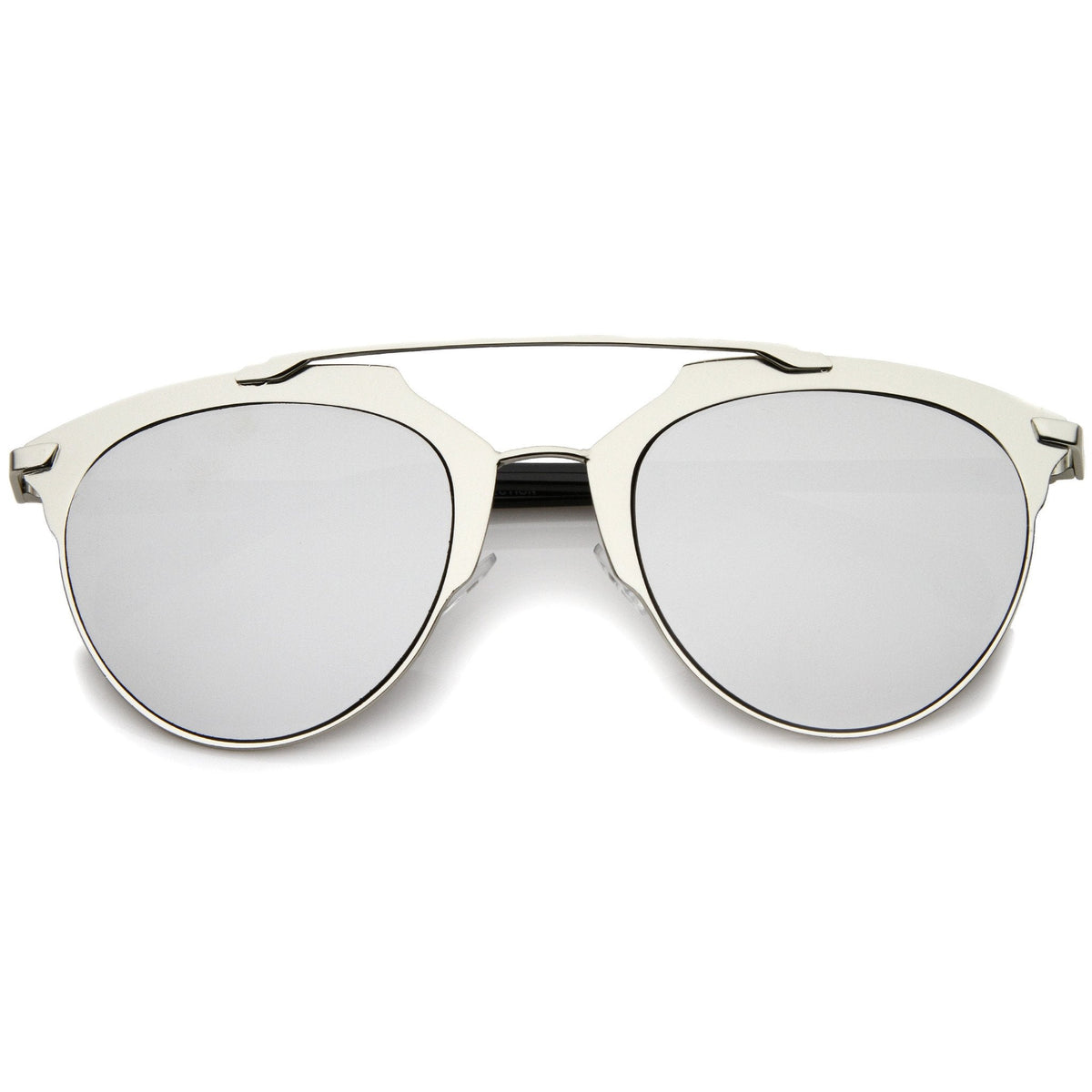 Modern Metallic Frame Mirrored Lens Pantos Aviator Sunglasses A317